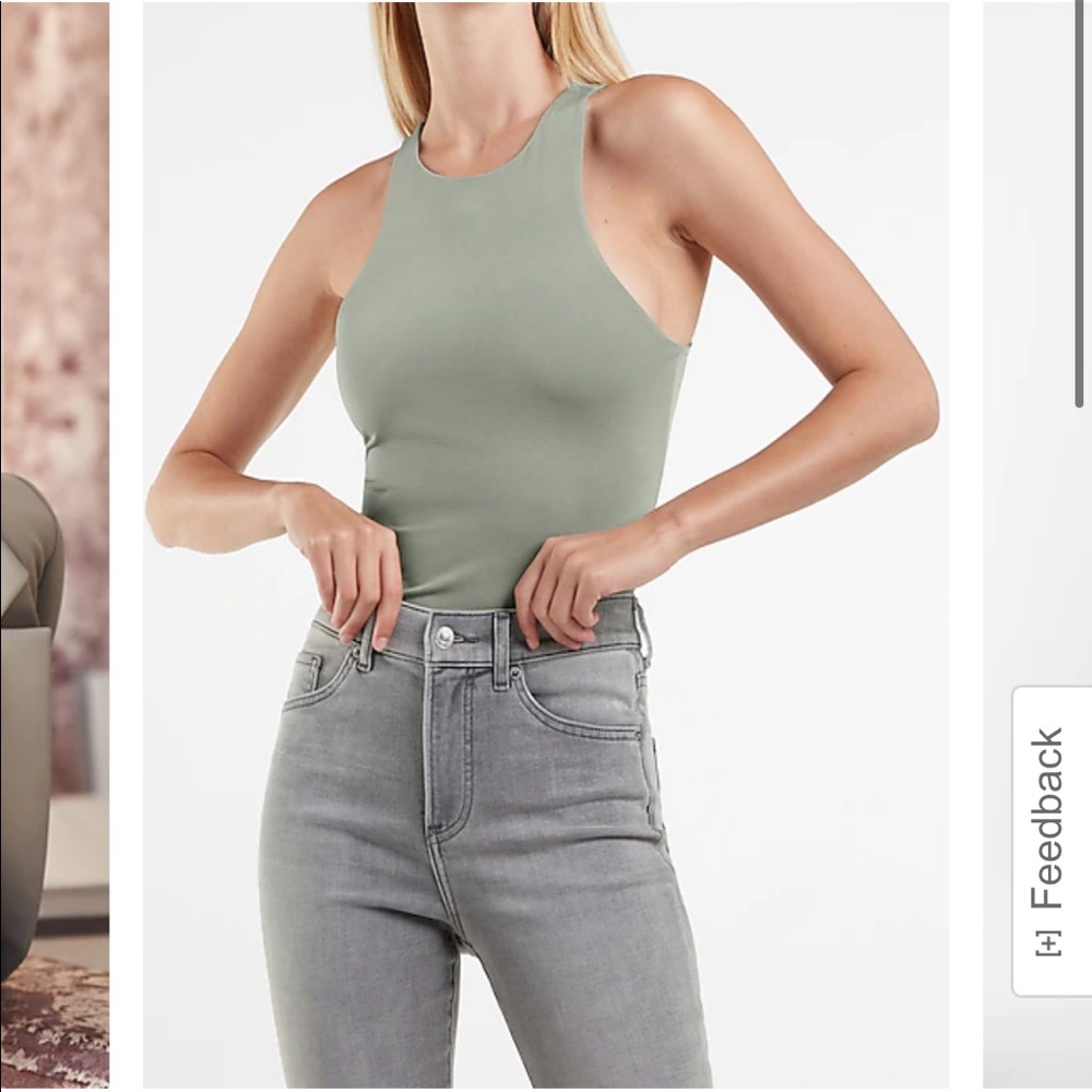 Express Body Contour Collection Compression Brushed Sage Bodysuit